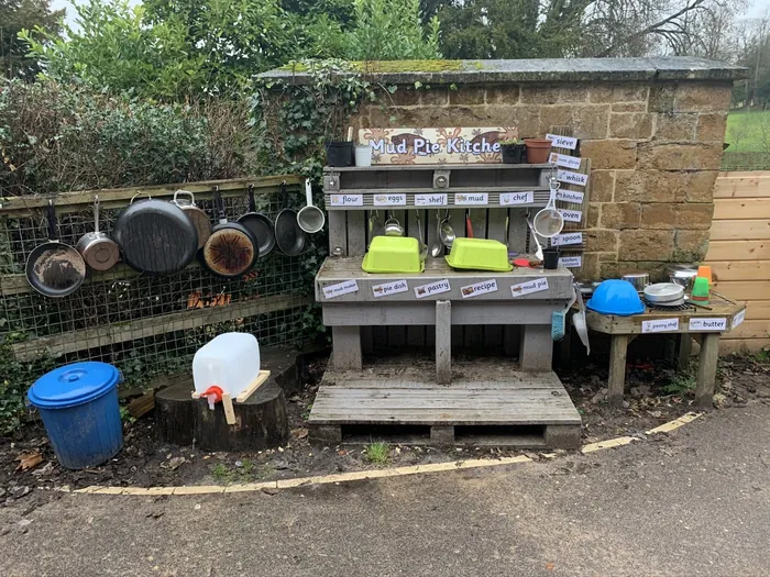 The mud kitchen in the outdoor play area